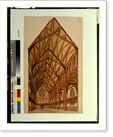 Elaborate church interior, possibly St. Luke's in Brooklyn, New York, Antique Print