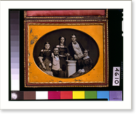 Benjamin family group portrait, posed around a column - 3, Historic Print