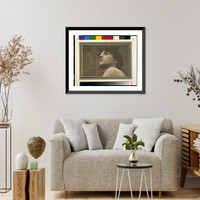 Nude youth with laurel wreath, face and shoulder, Vintage Print
