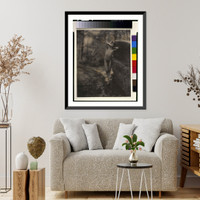 Historic Framed Print, [Nude youth with laurel wreath against locks with hands behind head, standing in stream"]" - 2,  17-7/8" x 21-7/8"