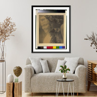 Historic Framed Print, [Nude boy with laurel wreath kissing head of Pan],  17-7/8" x 21-7/8"