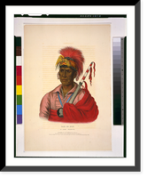 Historic Framed Print, Tah-Ro-Hon. An Ioway warrior.drawn, printed & coloured at I.T. Bowen's Lithographic Establishment ; A.H. - 2,  17-7/8" x 21-7/8"