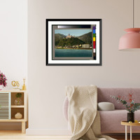 Historic Framed Print, Rhein. Schloss Stolzenfels mit Capellen,  17-7/8" x 21-7/8"