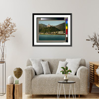 Historic Framed Print, Rhein. Schloss Stolzenfels mit Capellen,  17-7/8" x 21-7/8"