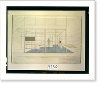 Historic Framed Print, Kitchen-dining area of Case Study House No. 8. 2 3/16 unglazed ceramic tile extends from dining area into kitchen and to utility area beyond" - 3,  17-7/8" x 21-7/8"