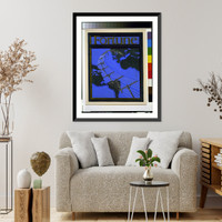 Cover proposal for Fortune magazine showing telephone lines spanning the globe, Vintage Print