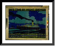 Save time by night services. Southhampton. Havre. Newhaven. Dieppe.Kenneth D. Shoesmith, Historic Print