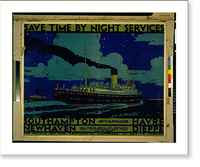 Save time by night services. Southhampton. Havre. Newhaven. Dieppe.Kenneth D. Shoesmith, Historic Print