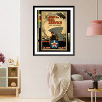 Historic Framed Print, Join the the Air Service. Give 'er the gun".Warren Keith.",  17-7/8" x 21-7/8"