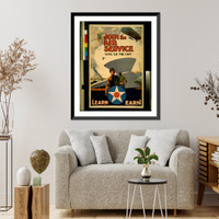 Historic Framed Print, Join the the Air Service. Give 'er the gun".Warren Keith.",  17-7/8" x 21-7/8"