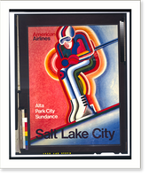 Historic Framed Print, American Airlines. Alta Park City Sundance. Salt Lake City,  17-7/8" x 21-7/8"