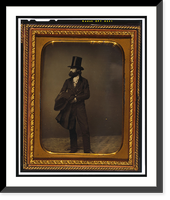 William Sidney Mount, full length portrait, facing left, wearing top hat and holding a coat, Historic Reproduction