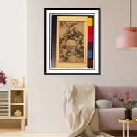Witch riding backward on a goat accompanied by four putti.AD monogram. - 2, Vintage Wall Art