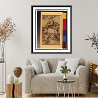 Witch riding backward on a goat accompanied by four putti.AD monogram. - 2, Vintage Wall Art