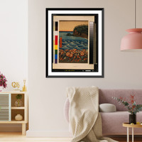 Historic Framed Print, Sōshū enoshima benzaiten kaicyō sankei gunshū no zu,  17-7/8" x 21-7/8"