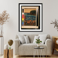 Historic Framed Print, Sōshū enoshima benzaiten kaicyō sankei gunshū no zu,  17-7/8" x 21-7/8"