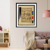 Scenes related to the Soga family - three warriors, one with two swords and two with bow and arrows; retainers holding the reins of horses in the foreground, Vintage Print