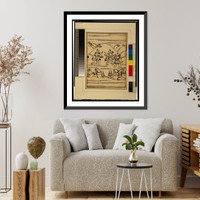 Scenes related to the Soga family - three warriors, one with two swords and two with bow and arrows; retainers holding the reins of horses in the foreground, Vintage Print