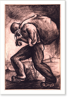 Man with load.Robert Blackburn, 36, Antique Print