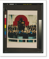 Chief Justice William Rehnquist administering the oath of office to George Bush on the west front of the U.S. Capitol, with Barbara Bush smiling and looking on, January 20, 1989 Antique Wall Art