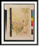 Indian tourist photographing an American family dining at an outdoor cafe at the 1939 New York World's Fair.P. Barlow. Classic, Vintage Poster