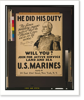 He did his duty - will you? U.S. Marines - join for active service land and sea.PW, Antique Wall Art