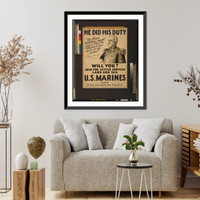 He did his duty - will you? U.S. Marines - join for active service land and sea.PW, Antique Wall Art