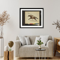 Warrior, possibly a Colombian, on horseback, holding javelin as if about to charge - 2, Antique Poster