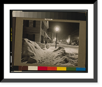 Center of town. Woodstock, Vermont. Snowy night"", Antique Print