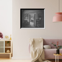 Historic Framed Print, [Room with bookcase, study with desk],  17-7/8" x 21-7/8"