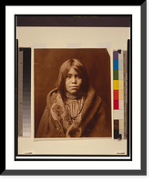 Historic Framed Print, [An Apache girl, head-and-shoulders portrait, facing front, wearing bead necklace, with et around her] - 2,  17-7/8" x 21-7/8"