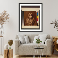Historic Framed Print, [An Apache girl, head-and-shoulders portrait, facing front, wearing bead necklace, with et around her] - 2,  17-7/8" x 21-7/8"