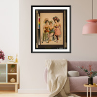 Historic Framed Print, [Three women in tights and feathers] - 2,  17-7/8" x 21-7/8"