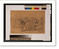 Soldiers on horseback crossing a river near a collapsed bridge Classic, Vintage Print