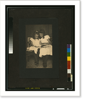 Two girls wearing white dresses and dark stockings reading a book - 4, Historic Reproduction