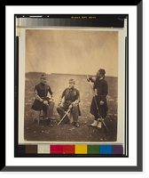 Two French officers, seated, and Zouave, standing with arm resting on rifle, Vintage Poster