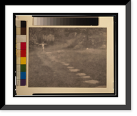 Historic Framed Print, [Ruth Ruyl, nude, with arms outstretched, walking along a garden path, Maine],  17-7/8" x 21-7/8"