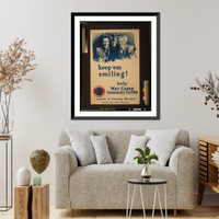 Historic Framed Print, Keep 'em smiling! Help War Camp Community Service Morale is winning the war". United War Work Campaign/ M. Leone Bracker 1918.",  17-7/8" x 21-7/8"