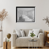 Historic Framed Print, [Douglas residence, bedroom with hat tree, Detroit,Mich.],  17-7/8" x 21-7/8"