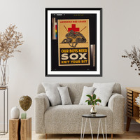 Historic Framed Print, Our boys need sox, knit your bit - 3,  17-7/8" x 21-7/8"