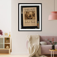 Historic Framed Print, Soldiers-sailors and women guests - Welcome to the Y.W.C.A. hostess house.Walter Tittle.,  17-7/8" x 21-7/8"