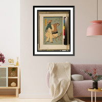 Historic Framed Print, Furansu komusume inu o hikite sampo no zu,  17-7/8" x 21-7/8"