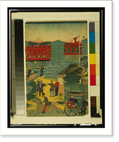 Historic Framed Print, [Village scene in Japan showing people engaged in various activities],  17-7/8" x 21-7/8"