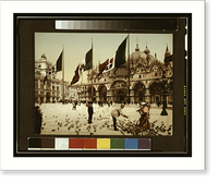 Historic Framed Print, [Feeding Pigeons in St. Mark's Place, Venice, Italy],  17-7/8" x 21-7/8"