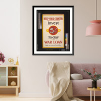 Vintage Military Print - Help your country - Framed Wall Art Gift Idea