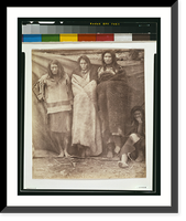 Historic Framed Print, [Group of Native Americans, three standing, one seated on the ground, possibly Colville or Kutenai, at the winter quarters of the British Northwest Boundary Commission Survey in Colville, Washington],  17-7/8" x 21-7/8"