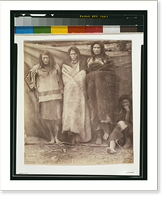 Historic Framed Print, [Group of Native Americans, three standing, one seated on the ground, possibly Colville or Kutenai, at the winter quarters of the British Northwest Boundary Commission Survey in Colville, Washington],  17-7/8" x 21-7/8"