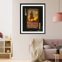 Historic Framed Print, Halt! Who goes there? If you are a friend join the British ranks and help the brave lads at the front.printed by Hill, Siffken & Co. (L.P.A. Ltd.), Grafton Works, London, N.,  17-7/8" x 21-7/8"