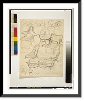 Historic Framed Print, [Design study for lounge chair, with sketches of various chair views],  17-7/8" x 21-7/8"