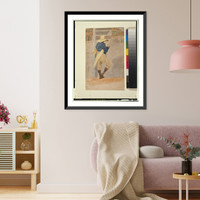 Negro man in straw hat, standing, stripping cane Classic, Historic Print